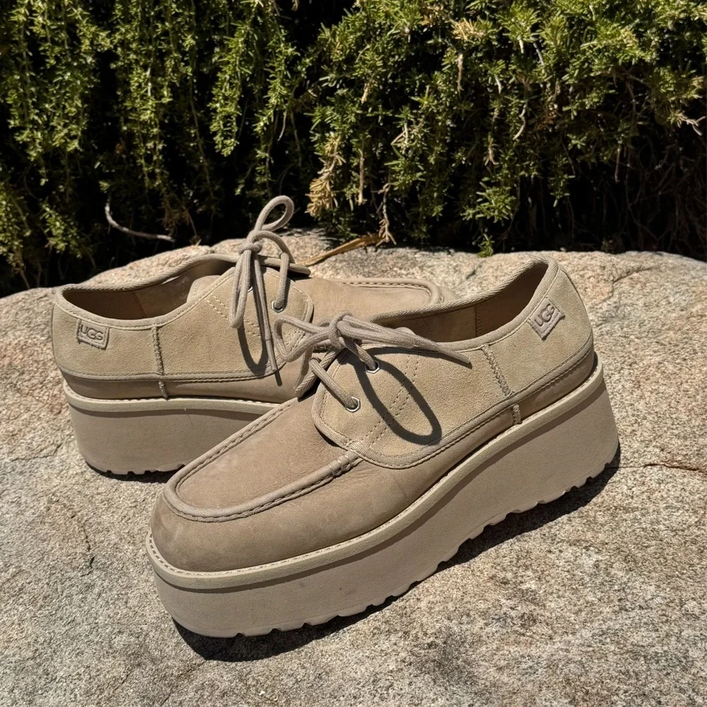 UGG Cityfunc Platform Derby Shoes Women's 9.5 Water Resistant Suede NEW